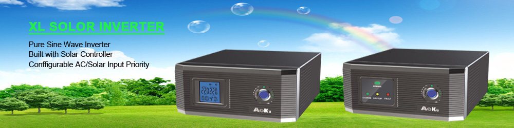 AoKu Home Inverter, Solar Inverter with Big LCD display and Pure Sine Wave Output